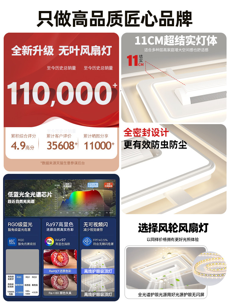 Living Room Lamp, Modern, Simple and Elegant, 2026 New Model Bedroom Lamp, Zhongshan Lighting, Led Ceiling Lamp, Bladeless Fan Lamp