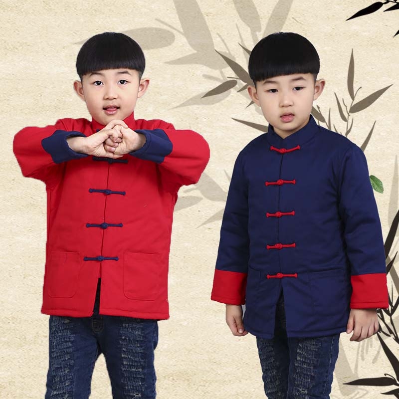 Children's Tang Costume Boy Don's winter New Year dress CUHK Tong National Wind Han clothes jacket Baby thickened Chinese cotton clothes