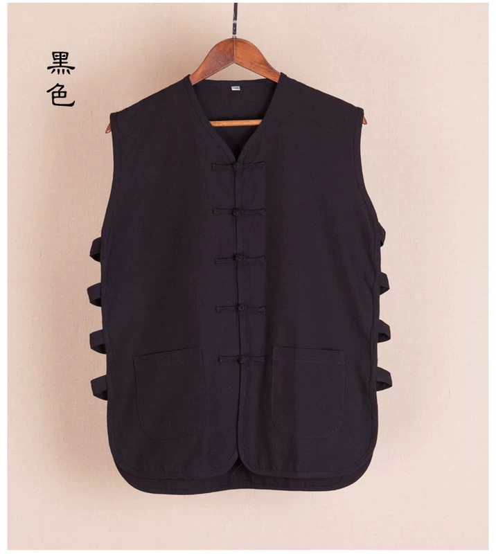 Áo vest nam cotton thô vải Tang phù hợp với áo vest không tay trung niên áo lót kiểu Trung Quốc ngựa 褂 áo vest nam vai - Áo vest cotton áo ba lô nam