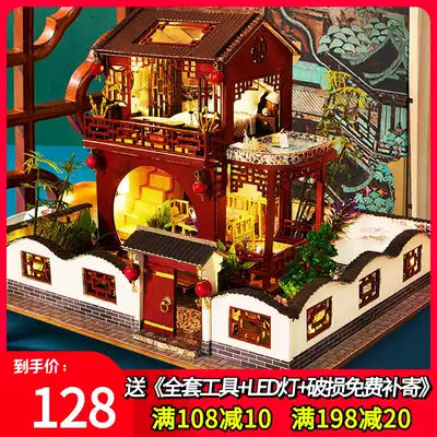 DIY cottage attic Villa house Japanese style Japanese style building model assembly Handmade mini birthday gift