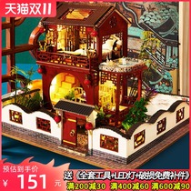 diy cottage loft villa mini house Chinese style ancient building assembly model handmade birthday gift