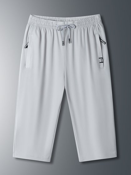 运动七分裤男夏季薄款透气休闲宽松大码中裤男士高弹冰丝速干短裤