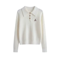 Белый [женский свитер 2025 года, новый стиль/корейский ленивый стиль/мягкий восковой свитер]