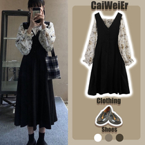 Early Spring Big Code Womens Dress 2022 New Advanced Sensation Fat Mm Conspicuy Wearing a Two-set Suit Braces and Dress Subs Summer
