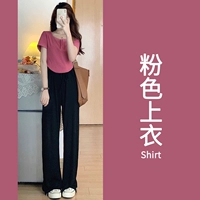 Одиночный розовый топ с короткими рукавами [Весенний костюм женский новый стиль в 2025 году/Miu Miu Miu Корейская драма героиня/целый набор OOTD/чай уникальный/весенний юннанский туристический пляжный пляжный каникул допаминовый наряд/весенняя одежда]