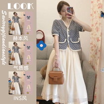 Summer Big Code Womens Dress 2022 Light Cooked Wind Fat Mm Conspicuy Wearing A Hitch Pure Sweet And Mermaid Dress Two-piece Suit Spring