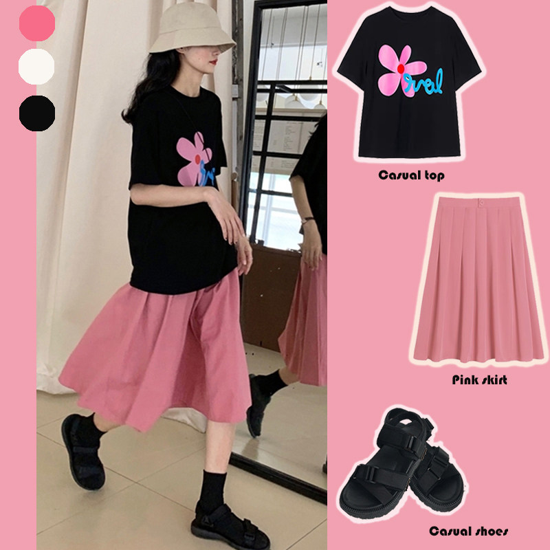 Summer 2022 Large size women's clothing Wembleweight mm Conspicued Covered Meat T-shirt Jacket Foreign Dress Two-piece Style Suit Half Body Dress