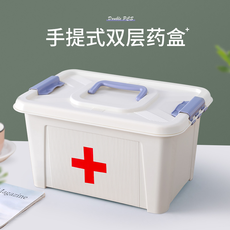 Medical box household emergency and multi-layer outlet box children's family installed first aid large-capacity medical reception box