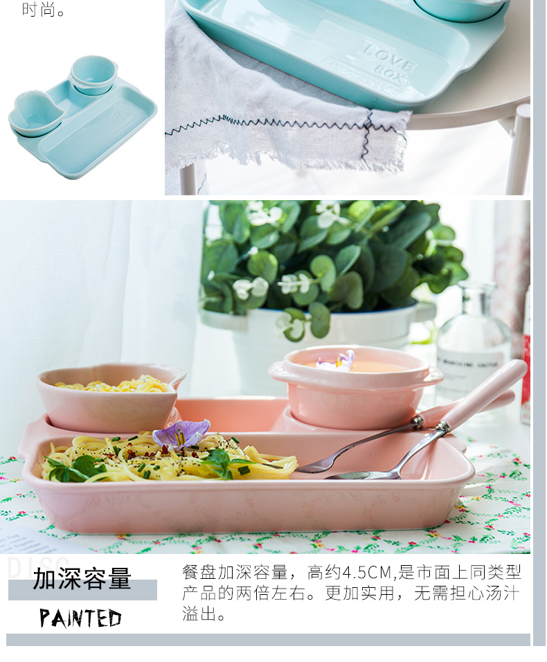 Bữa ăn giảm cân tại nhà người lớn thức ăn nhanh tấm lưới tấm tách tấm trẻ em bộ đồ ăn bằng gốm dĩa ăn