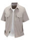 Plus-Size Ice Silk Short-Sleeve Shirt for Men, Extra Large Summer Casual Turn-Down Collar Jacket, Multi-Pocket Work Shirt for Big and Tall Men