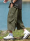 Plus-Size Men's Cargo Pants, Summer Thin Mid-Length Pants, Loose Fit, Extra Large, Suitable for Wearing Outside, Casual Breeches for Big and Tall Men