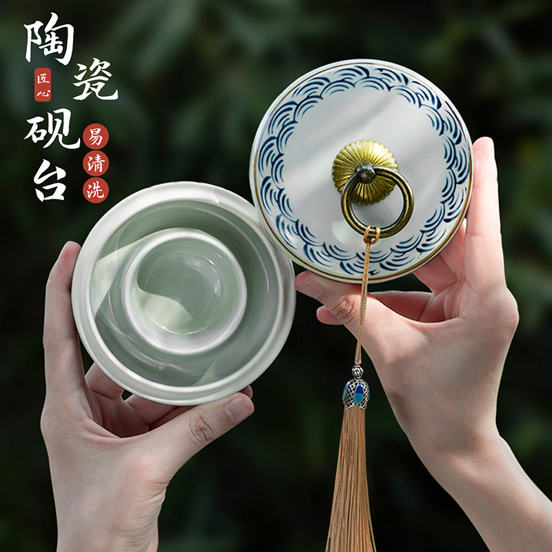 Ceramic Hot Pot Inkstone, Non-Drying Ink, Double-Circle Moisturizing Ink Pool, Ink Tray, Special Inkstone with Lid for Calligraphy, Ink Box, Ink Holder Ceramic Hot Pot Inkstone, Non-Drying Ink, Double-Circle Moisturizing Ink Pool, Ink Tray, Special Inkstone with Lid for Calligraphy, Ink Box, Ink Holder