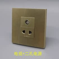  86 type two-hole power supply TV socket Dual-port 2-eye two-hole 10A power supply TV cable TV digital wall socket