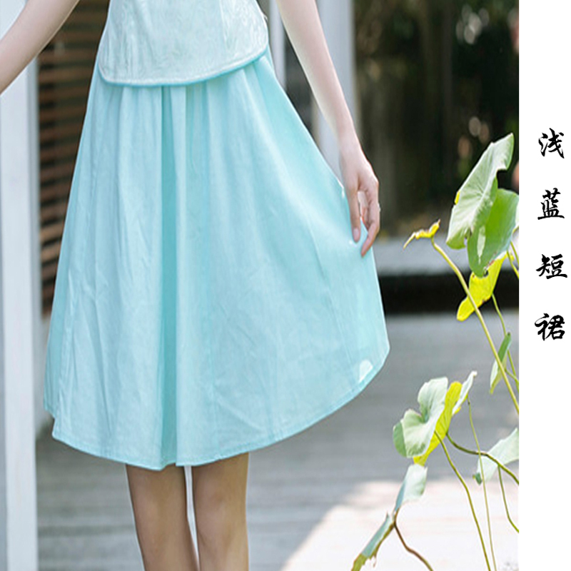 Summer Cheongsam 2020 mới hàng ngày cải thiện thời trang Trim Academy ngắn tay trên Cheongsam Hai mảnh Set