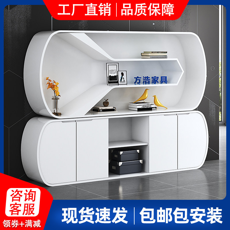 Office cabinet Information cabinet bookcase minimalist modern white baking lacquered archival cabinet Decorative Cabinets Owner room furniture