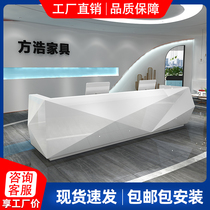 Company front desk reception desk Diamond shaped hotel bar simple modern consulting welcome desk Simple modern baking paint