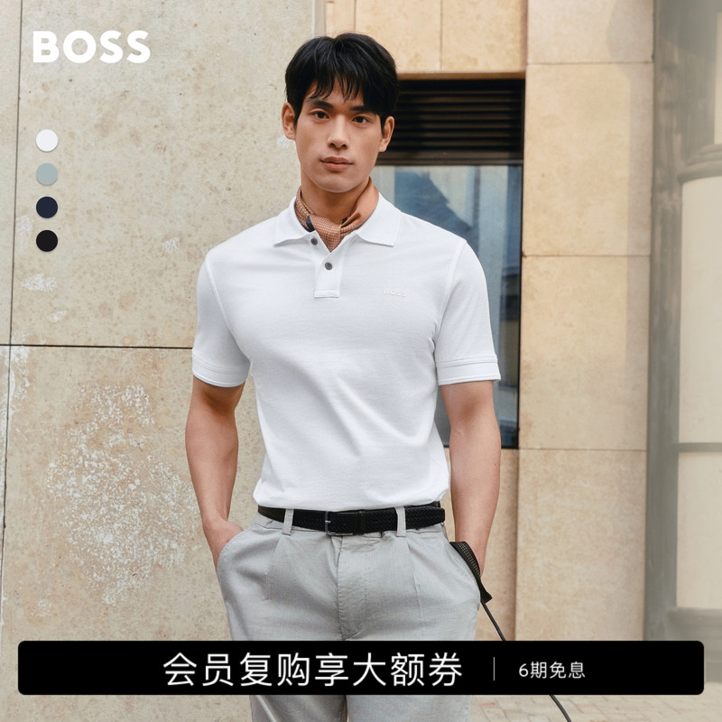 【Pique Mesh】Boss Classic Men's Casual Versatile Simple Ribbed Short-Sleeve Boss Polo Shirt