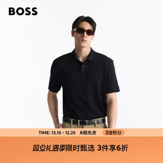 【100%棉】BOSS博斯 男士徽标印花双面棉质商务休闲常规版polo衫