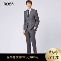 [Giảm giá cửa hàng] HUGO BOSS Hugo Bos Màu xám kẻ sọc khâu len phù hợp với bộ đồ - Suit phù hợp quần sooc nam