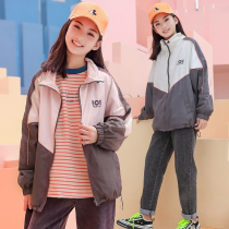 Girl Jacket 2020 New Autumn Clothing Children Foreign Air Baseball Uniform 12 Female Great Boy Han Version Loose Casual Blouse 15