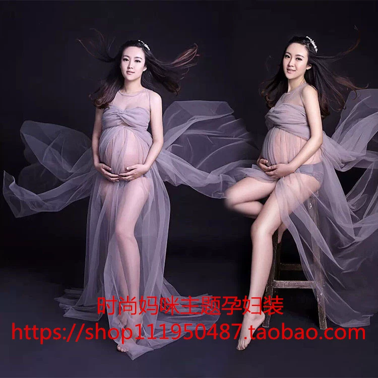 2017 mới thời trang Hàn Quốc phụ nữ mang thai ảnh quần áo studio chụp ảnh quần áo thời trang xác ướp nhiếp ảnh váy bầu suông đẹp