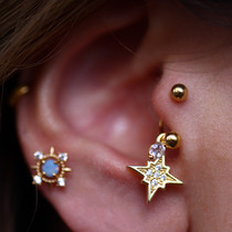 Exquisite star earrings eight Awn star ear bone screws U-shaped small ear earring original sterling silver earring