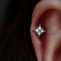 Cold Wind Star ear bone nail North star ear nail Korean thin rod exquisite ear nail single female micro diamond brilliant