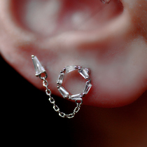 Geometric mini exquisite earrings Korean earrings with two pierced earrings with earrings with individual design sense retro harbor style