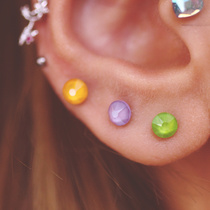 Fruit color stud earrings gummy ear bone nail Hyuna color rhinestone color drill fine Rod cartilage earrings fresh summer fresh