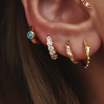 vintage style zircon earrings stacked with exquisite temperament Hyuna Net red ear buckle ear ring advanced sense of Europe and America