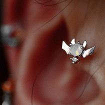 Angel little devil ins ear bone nail Korean goods personality tide woman screw buckle earring mini single net red