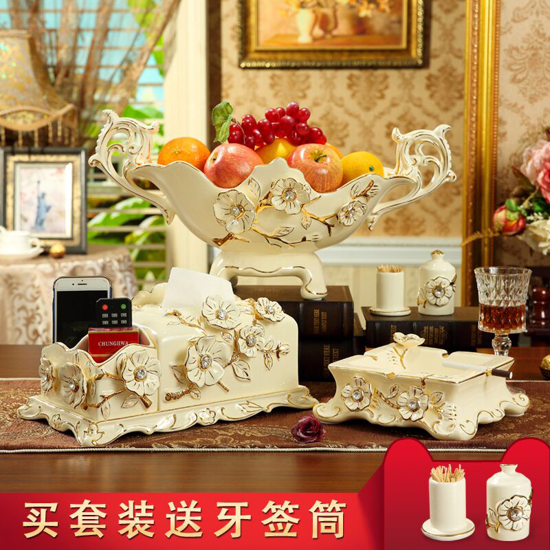 Eurostyle fruit tray Three suits Living room Extravagant Tea Table Hem accessories Porcelain Fruit Tray Modern Creative Home