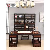 Mahogany painting case calligraphy table purple sandalwood saddle table study furniture set combination Chinese desk bookshelf