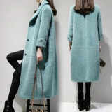 Бархатная длинная демисезонная куртка, золотое бархатное пальто, средней длины, 2018, в корейском стиле, увеличенная толщина