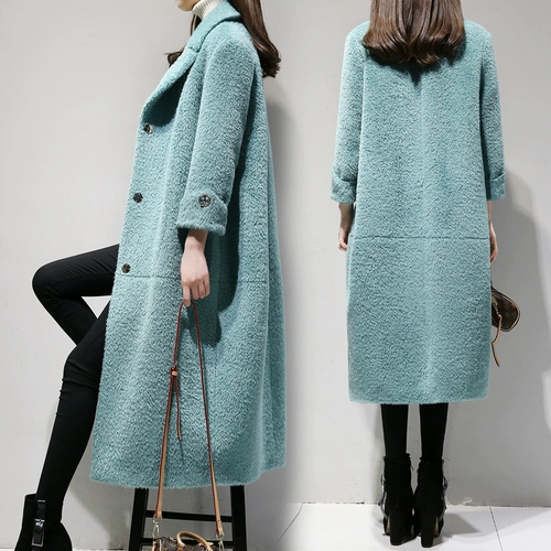 Бархатная длинная демисезонная куртка, золотое бархатное пальто, средней длины, 2018, в корейском стиле, увеличенная толщина