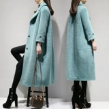 Бархатная длинная демисезонная куртка, золотое бархатное пальто, средней длины, 2018, в корейском стиле, увеличенная толщина