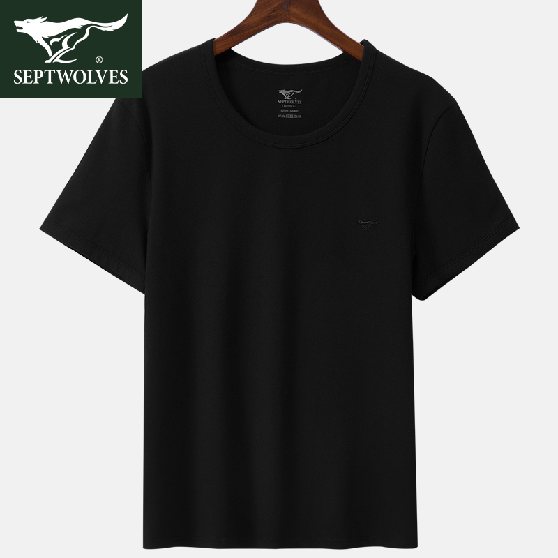 Seven Wolves Men T-Shirt Pure Cotton Short Sleeve Underwear Upper Body Half Sleeve Full Cotton Summer Fitness Beating Undercoat Male Sweatshirt