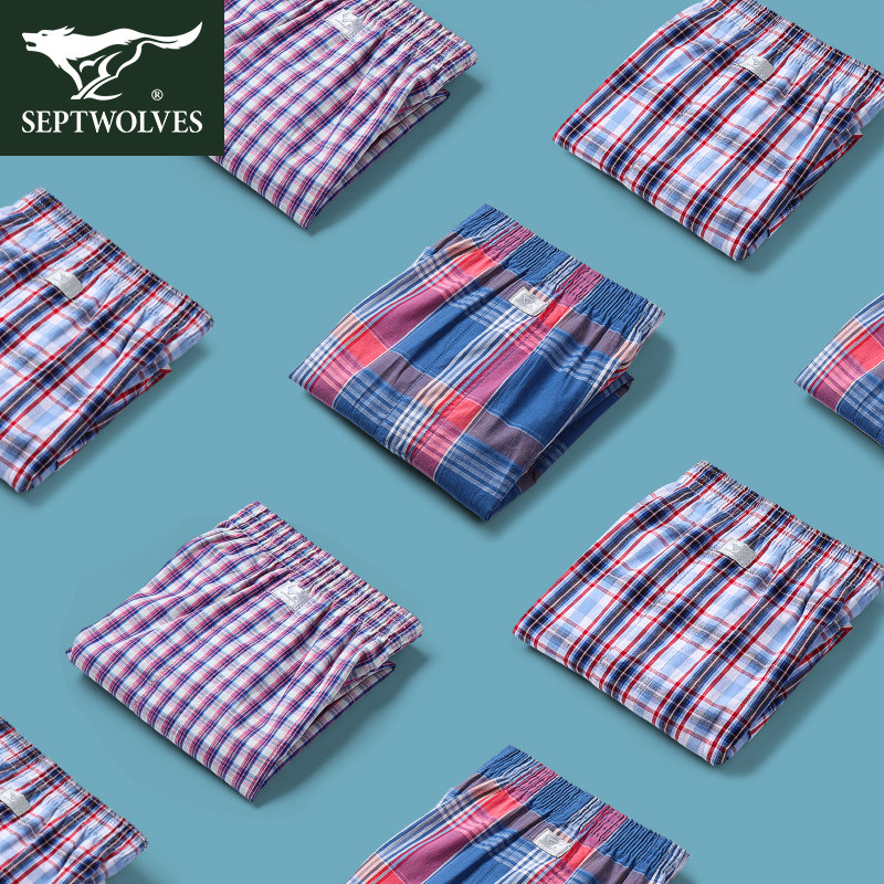 Seven Wolves Sleeping Pants Men Pure Cotton Summer Thin Loose With Home Pants Casual Shorts Sleeping Home Summer Men Shorts