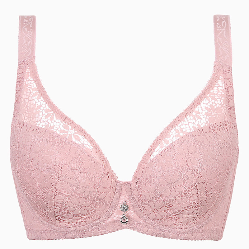 大码超薄文胸大胸显小薄款透气全罩杯内衣女套