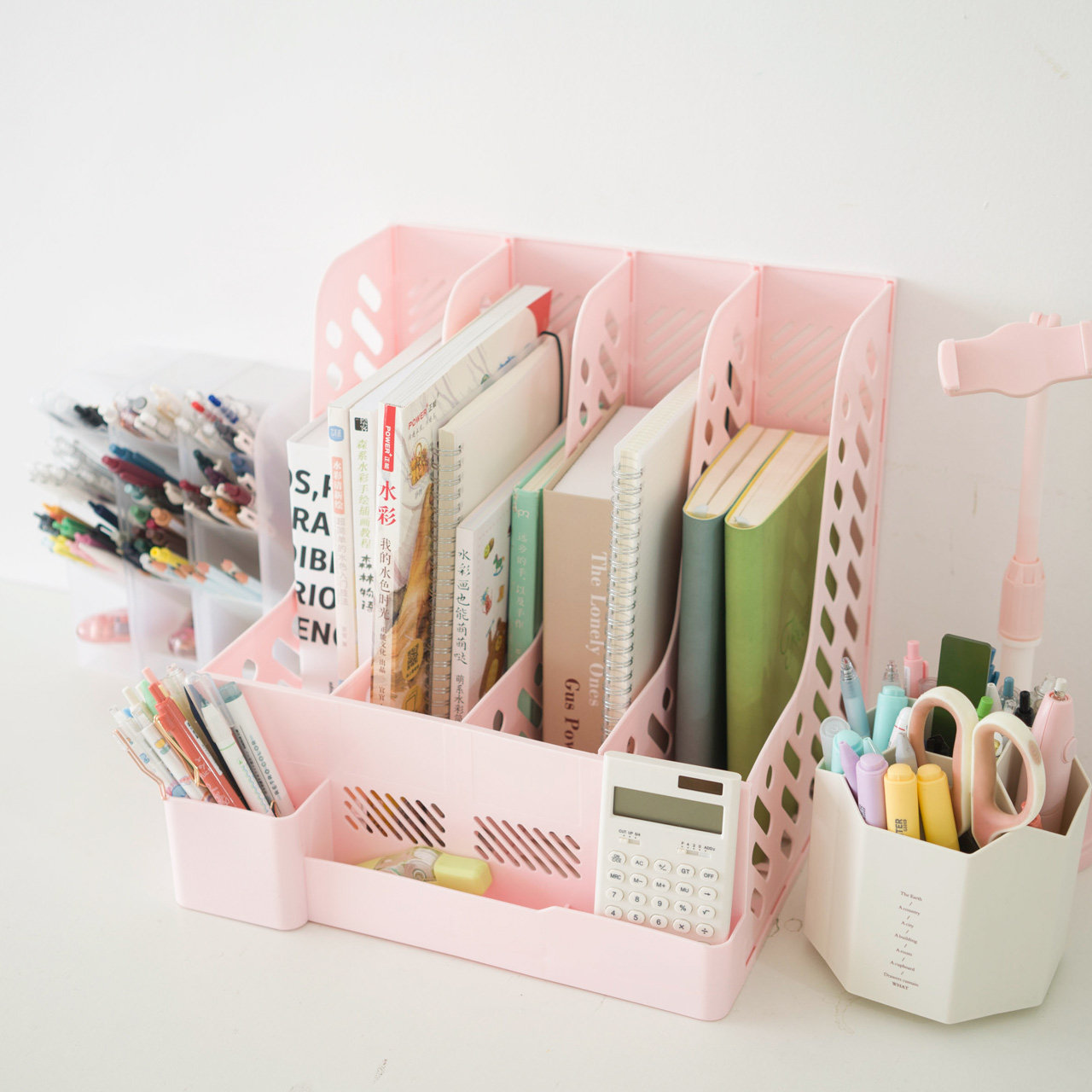 Desktop stationery finishing box Quad file box File shelf Girl folder storage office file rack Three-column file basket file basket data rack Student desk book stand