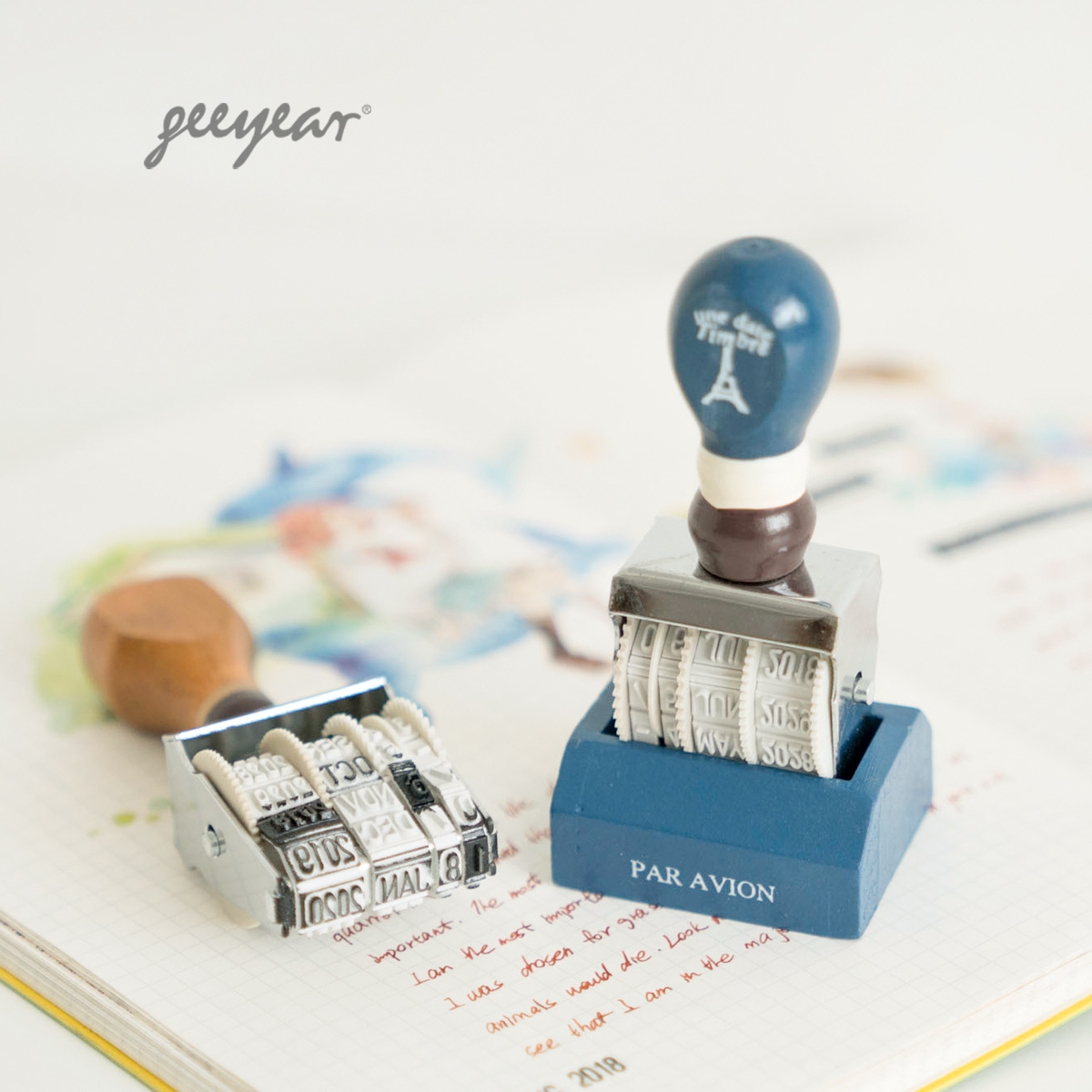 Gin Stationery Zakka Wind Hand Ledger DIY Tool Retro Imitation Postmark Wooden Handle Date Roller Seal