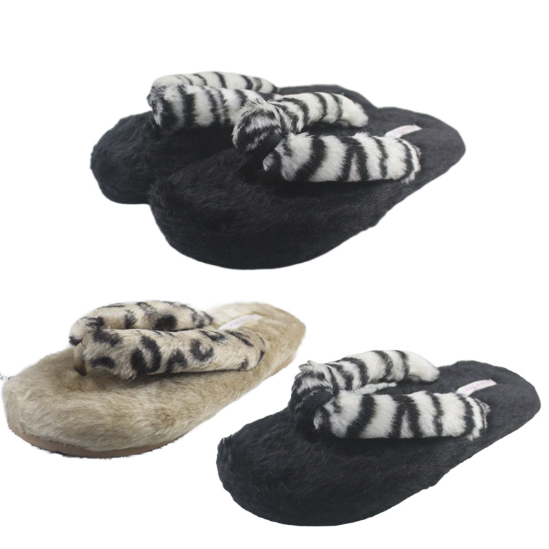 Winter Sweater Slippers Women Autumn Winter Fashion Open-toe Clips herringbone tug Anti-slip warm cotton slippers Eva flat bottom