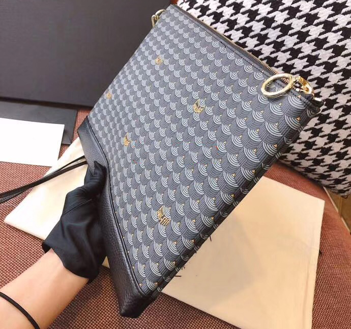 French Faure Le Page clutch storage bag head layer cowhide fish scale pattern envelope zipper bag
