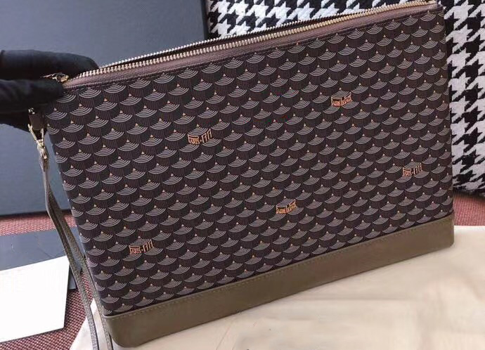 French Faure Le Page clutch storage bag head layer cowhide fish scale pattern envelope zipper bag