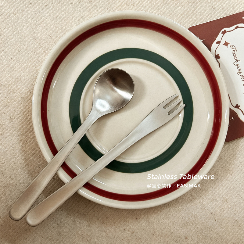 Yixinyuware Matte Stainless Steel Minimalist Fork and Spoon Set, Same Style as Dessert Shop, High-Value Tableware Set Yixinyuware Matte Stainless Steel Minimalist Fork and Spoon Set, Same Style as Dessert Shop, High-Value Tableware Set