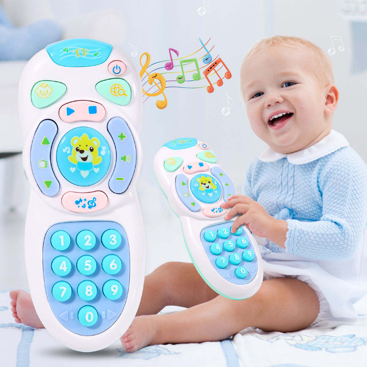 Children's music mobile phone 0-1-3 years old can bite anti-saliva baby toy puzzle remote control baby simulation phone