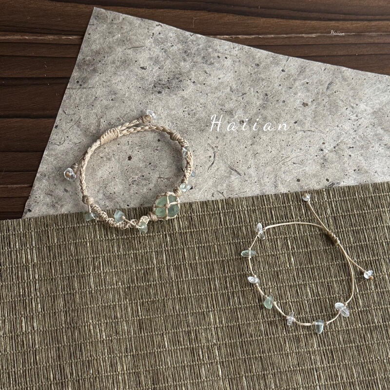 Haiian Original｜Pure Natural Stone Green Fluorite Bracelet, Niche Fresh Design, Forest Style Double Layered Wristband