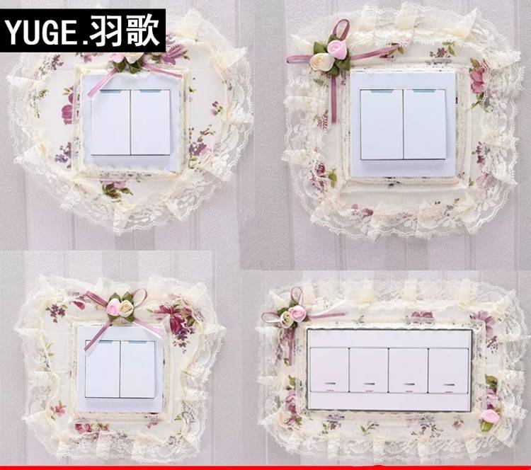Lace Trim Switch Protective Cover Switch Wall Sticker Living Room Border Home Light Socket Panel Decoration Simple