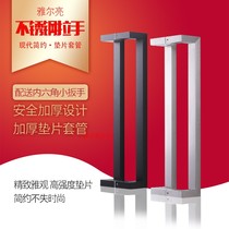 Stainless steel glass door handle Square tube double curved matte black door handle KTV office wooden door framed door handle