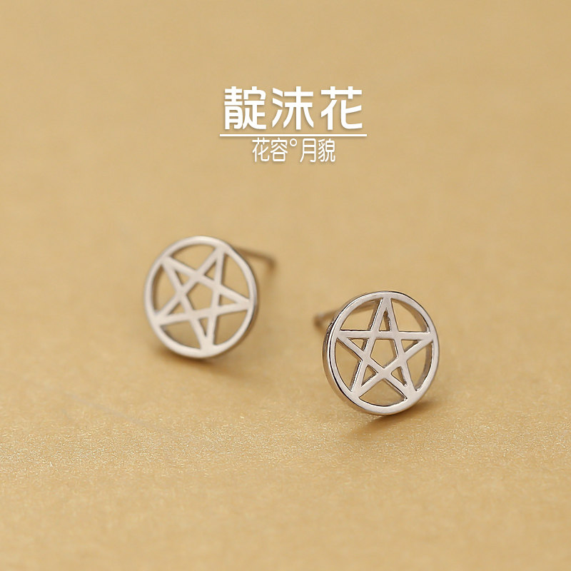 s925 pure silver pentagram ear pin cute sweet and beautiful star earrings fresh and small ear bone nail ear ornament female